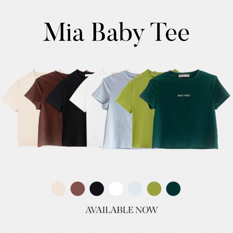 Áo croptop thun cộc tay thêu logo crop top ngắn tay dáng suôn Mia Ritta Baby Tee A2089 Ảnh thật