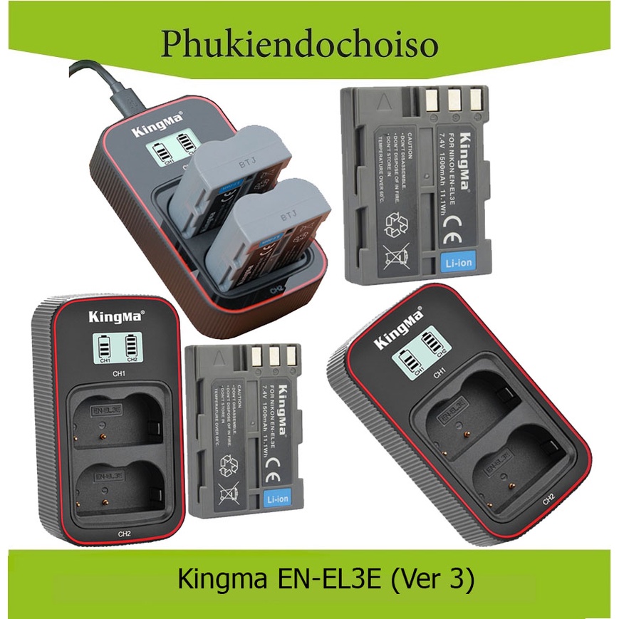 Pin sạc Ver 3 Kingma cho Nikon EN-EL3E (Sạc nhanh - Cổng Type C)