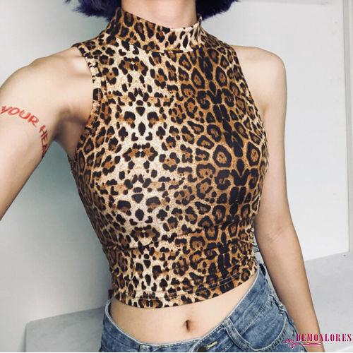 [Mã FAMAYWA giảm 10K đơn 50K] Áo Lửng Cổ Cao Họa Tiết Da Báo Gợi Cảm Cho Nữ | BigBuy360 - bigbuy360.vn