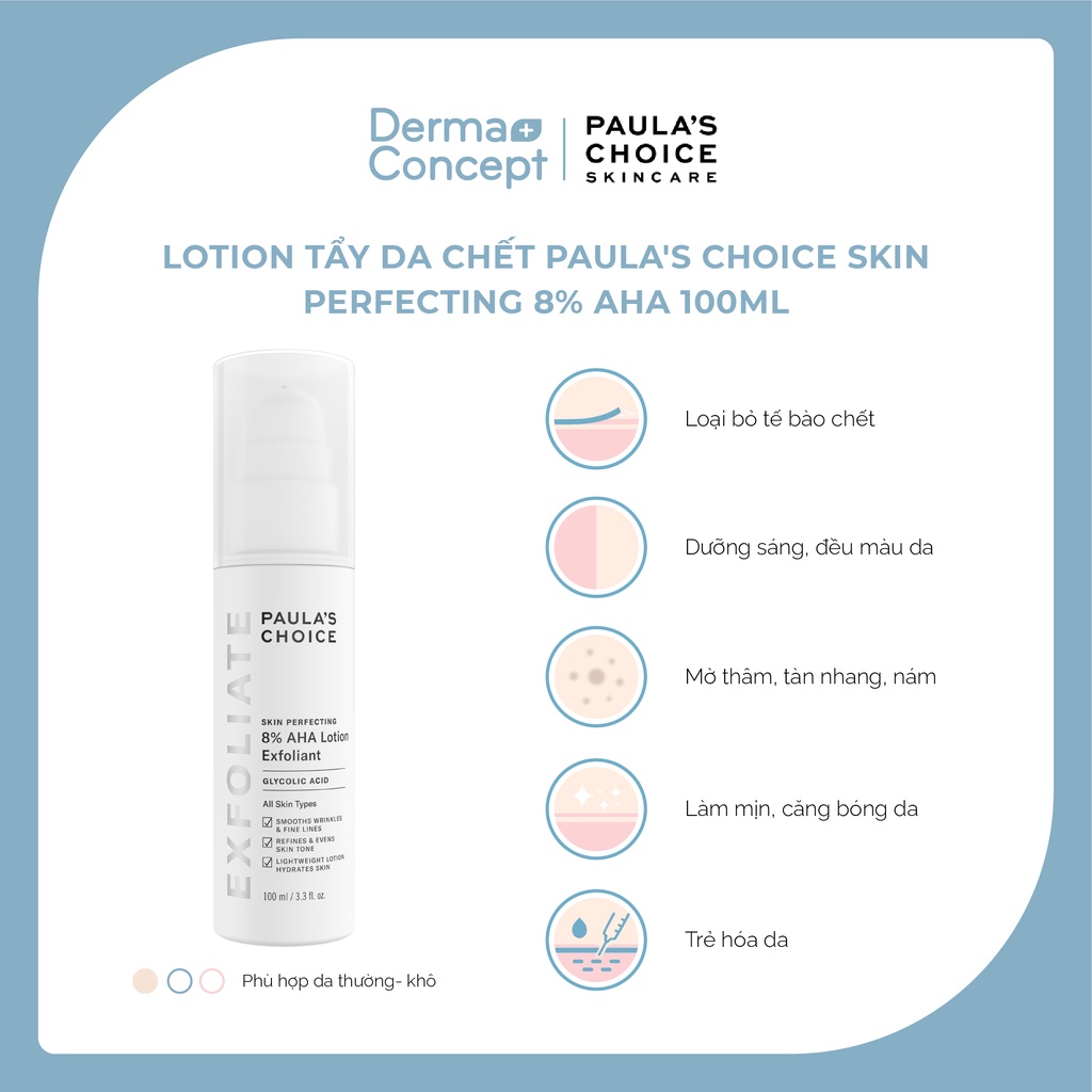 Lotion tẩy da chết Paula's Choice 8% AHA Skin Perfecting Exfoliant 100ml [NHẬP KHẨU CHÍNH HÃNG 100%]