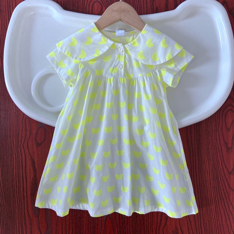 Váy bé gái 1.5-7 tuổiVáy cộc tay giản dị cotton cao cấp xuất dư 0421