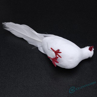 ღCM  2pcs White Foam Feather Simulation Doves Wedding Table Decor Home Craft