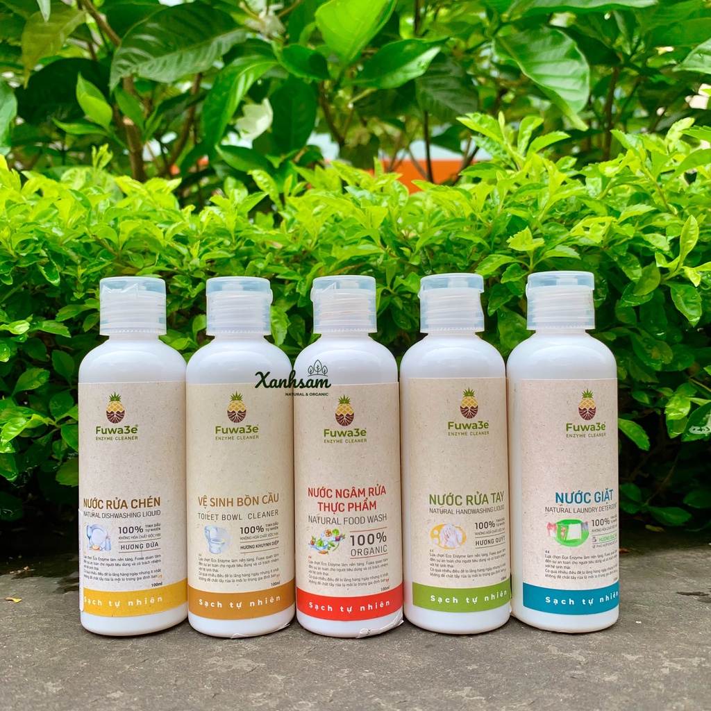 NƯỚC RỬA TAY, RỬA CHÉN, NƯỚC GIẶT, NGÂM RỬA THỰC PHẨM, VỆ SINH BỒN CẦU 100ML Fuwa3e - XanhSam Organic
