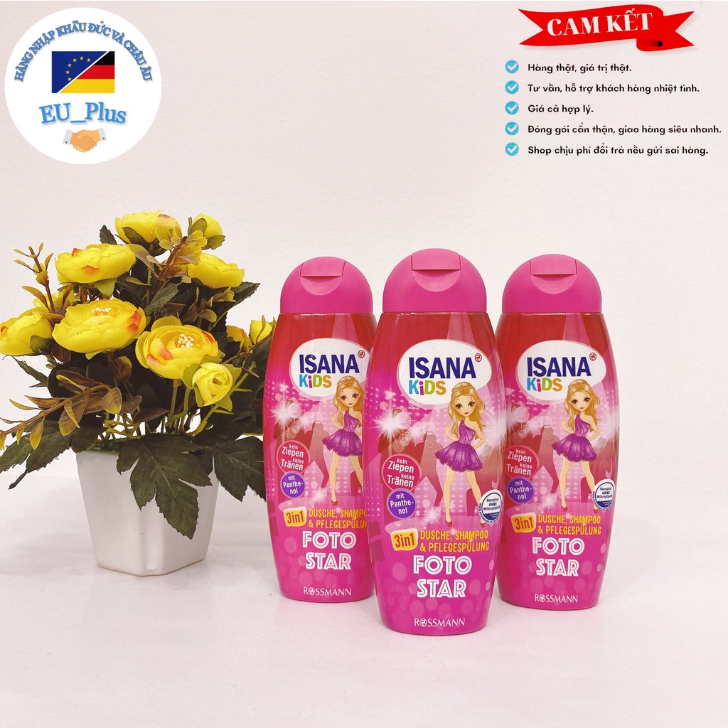 SỮA TẮM GỘI ISANA KIDS 3IN1 CHO BÉ GÁI hàng Đức - 300ml