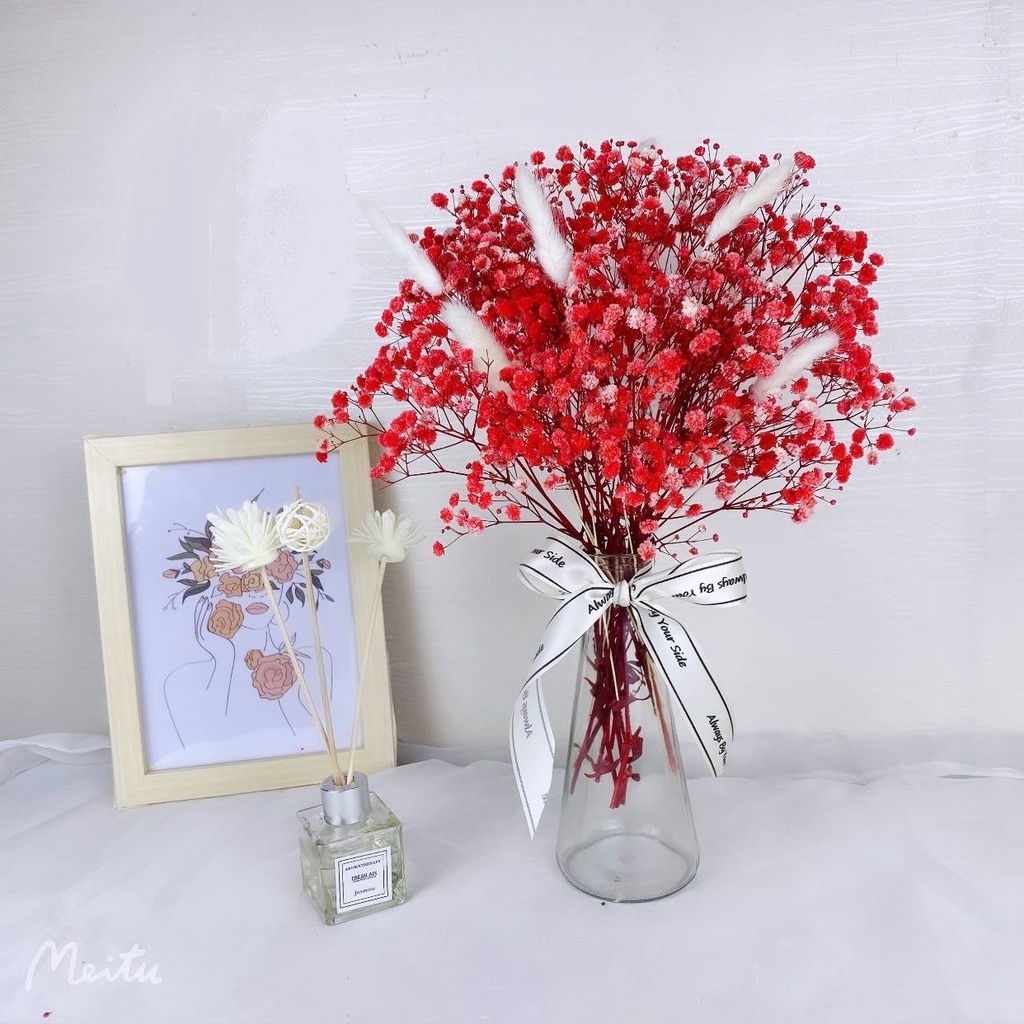 Set Lọ kèm hoa khô không tàn mix sẵn nhiều mẫu dùng trang trí nhà