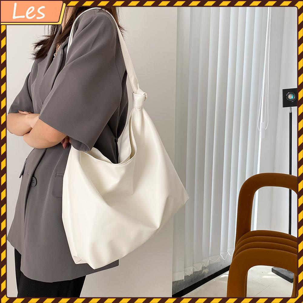 Túi xách da PU dung tích lớn màu trơn phong cách cổ điển cho nữ