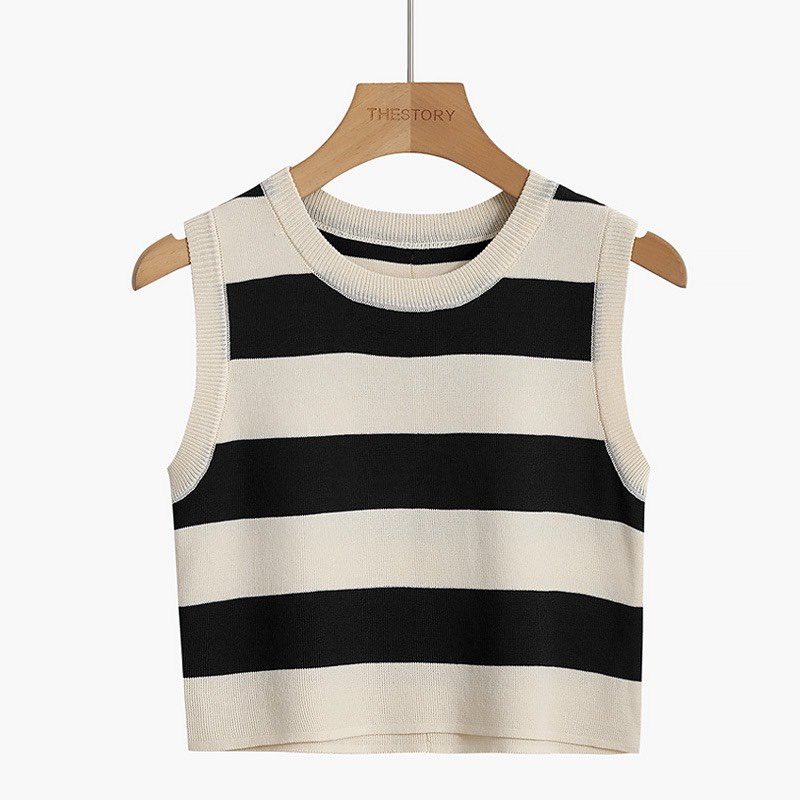 Áo croptop kẻ ngang len mongtoghi mềm mịn hàng QC siêu xinh, áo len ba lỗ dáng croptop