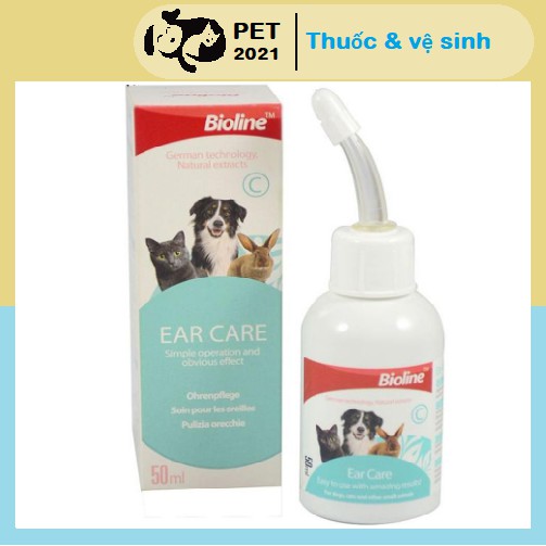 Dung Dịch Vệ Sinh Tai, Nước Rửa Tai Cho Chó Mèo Ear Care Bioline 50ml