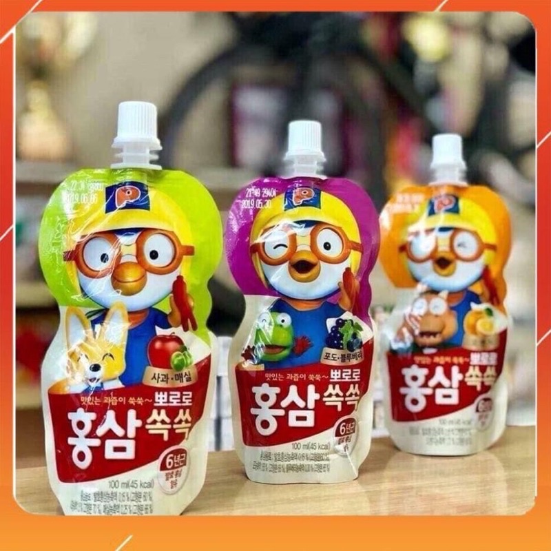 nước sâm vị hoa quả Pororo Hàn Quốc hộp 10 túi x 100ml
