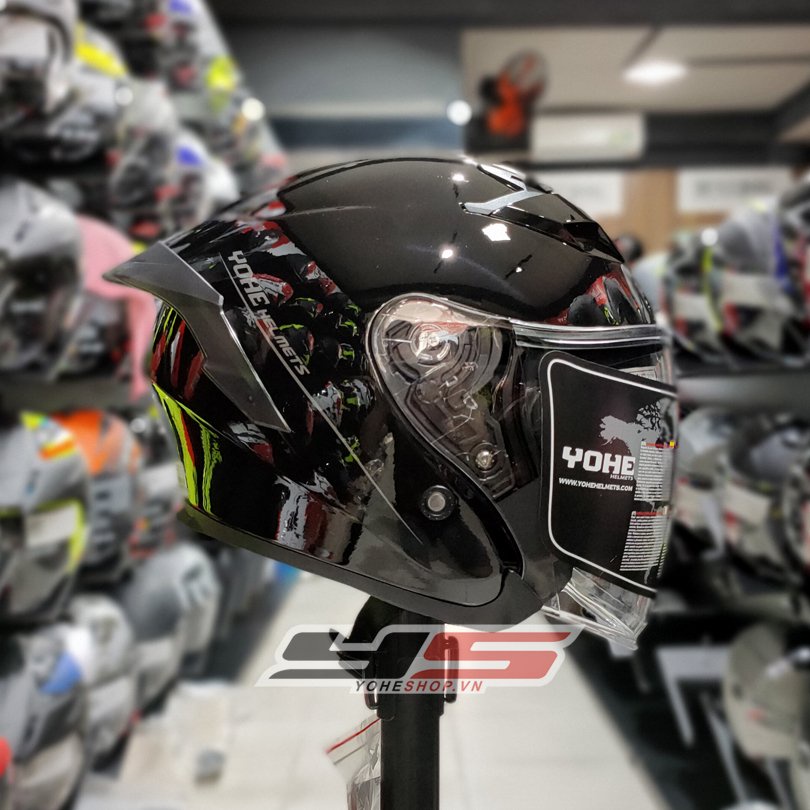 MŨ BẢO HIỂM 3/4 YOHE 878 PLUS - MŨ BẢO HIỂM 2 KÍNH - Màu Đen Trơn