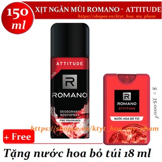Romano - Xịt ngăn mùi hương nước hoa Attitude 150 ml + Tặng nước hoa bỏ túi 18 ml