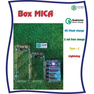 Box Sạc Dự Phòng Mica Trong Suốt 4-6-8 Cell 18650. Sạc Nhanh QC