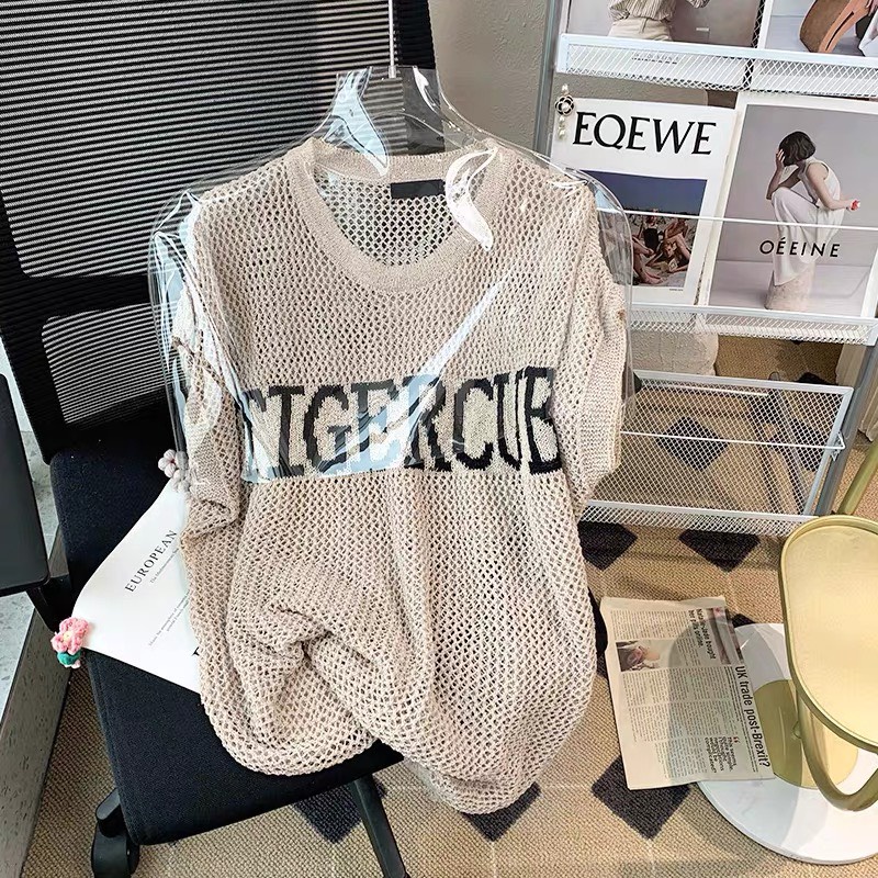 Áo len nữ chờm vai cổ tròn