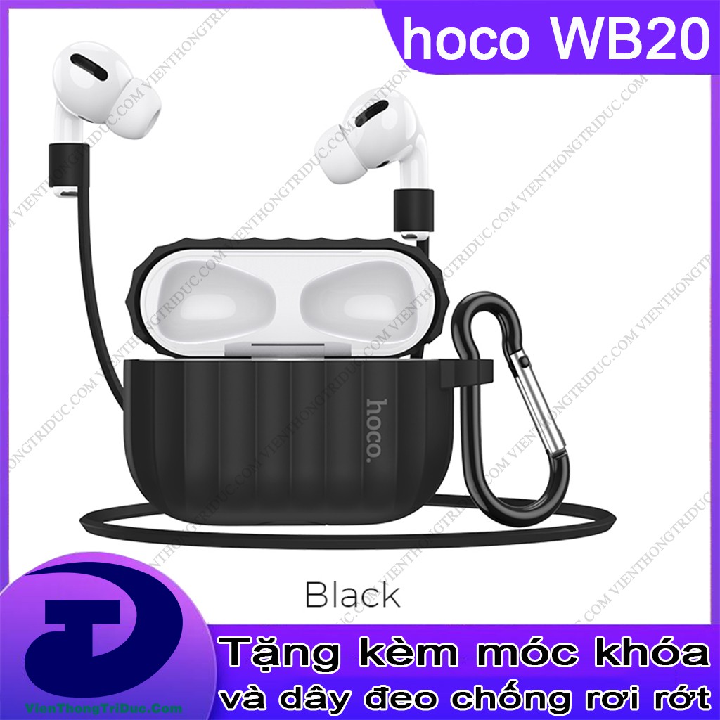 Case Silicone Hộp Đựng Cho Tai Nghe Airpods pro Hoco WB20 Dày-Cầm Chắc Tay- Ôm Khít-Chống Trầy Xước-Bụi Bẩn-Tặng Dây