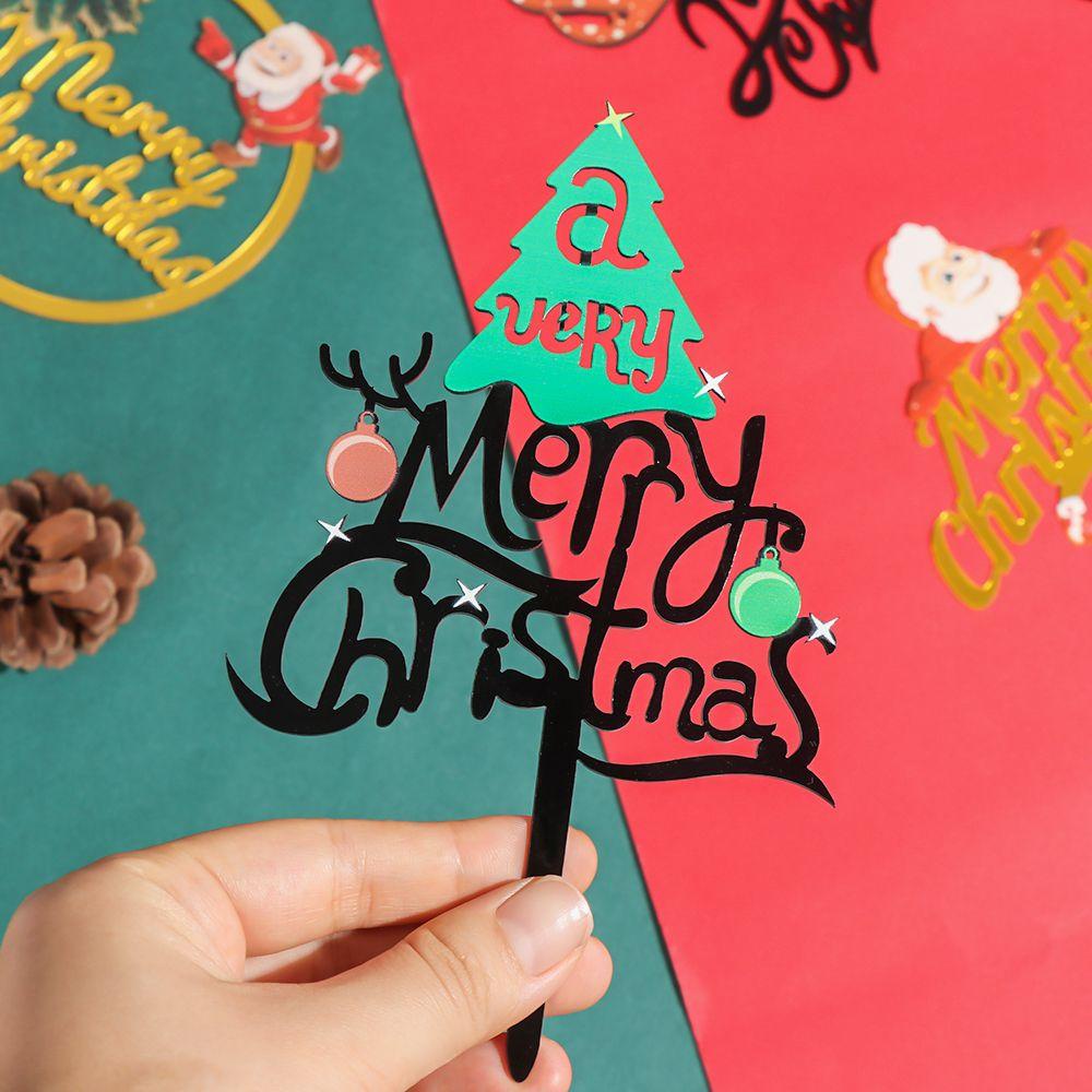 YNATURAL Topper Trang Trí Bánh Kem Hình Ông Già Nô En Có Đính Kim Tuyến Theo Phong Cách Giáng Sinh Mới