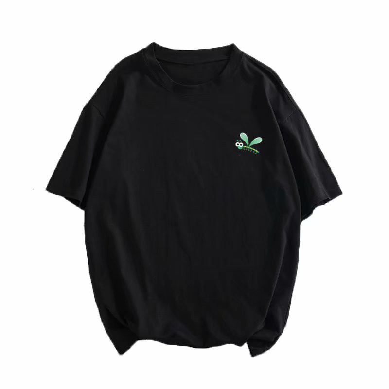 Ins Short-Sleeved T-Shirt Men's Summer Port-Shirts Korean Version Of The Trend Large Size Fat Black Loose Five-Point Sle