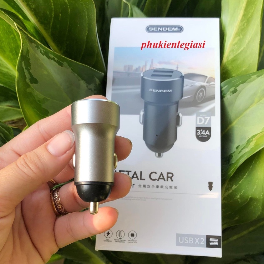 Cốc sạc Oto 2 cổng usb Sendem D7 dòng max 3.4A bảo hành 1 năm