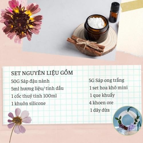 Set nguyên liệu làm sáp thơm hoa khô treo tủ (4-5 thỏi) - Mùi hương tự chọn