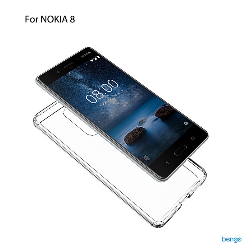 Ốp lưng Nokia 8 trong suốt viền nhựa dẻo nhiều màu