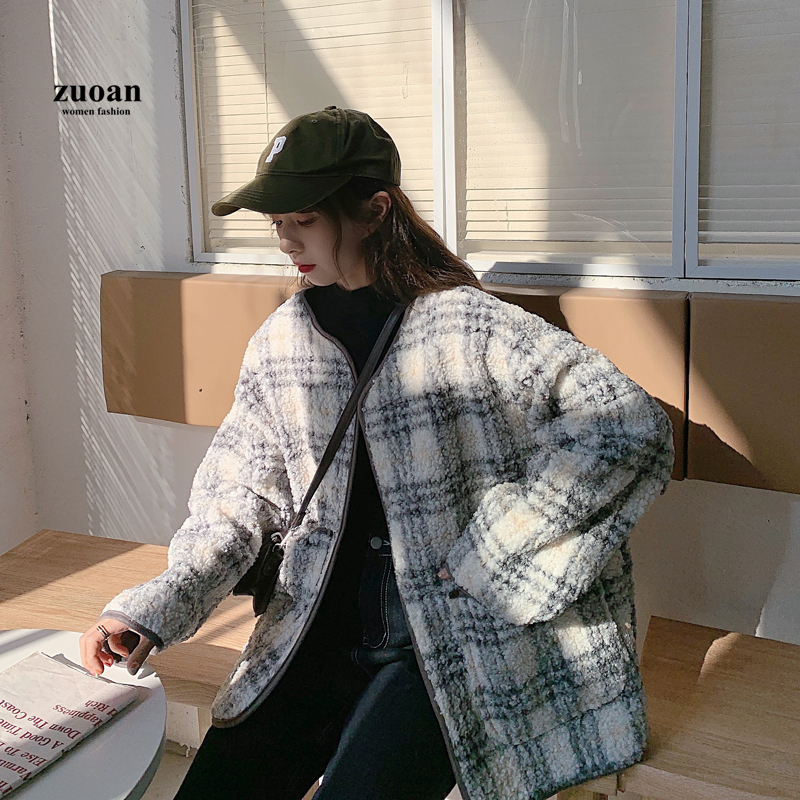 Áo khoác len nữ SUXI dài tay cổ tròn thời trang Hàn