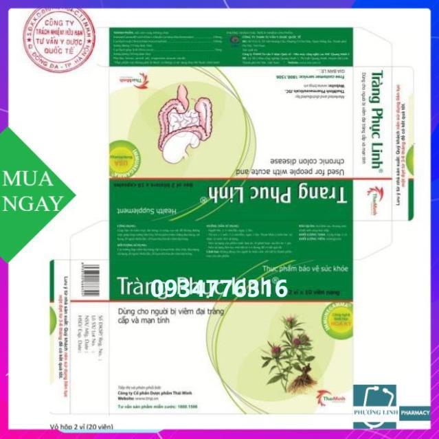 Tràng Phục Linh tái tạo và phục hồi niêm mạc đại tràng, hộp 20 viên