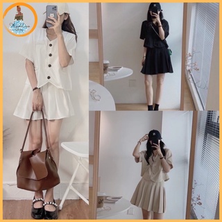 Set áo kèm chân váy xếp ly ulzang