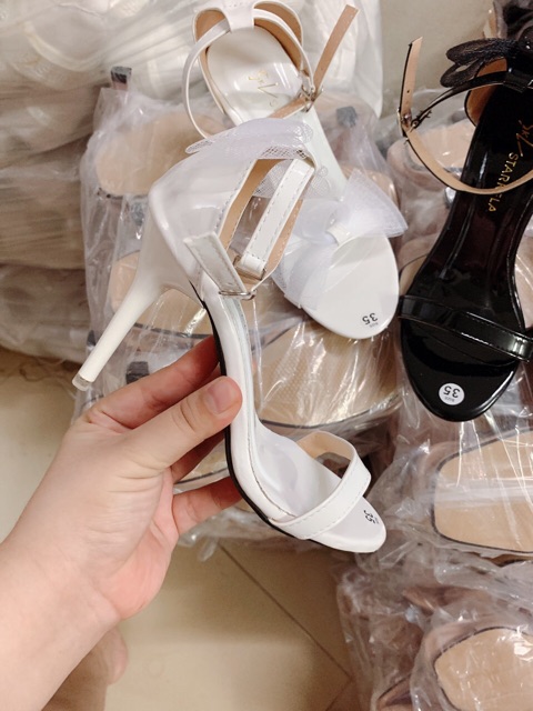 [Kèm ảnh thật] Sỉ lẻ Giày sandal gót nhọn 9p nơ ren Hà Hồ cực chảnh