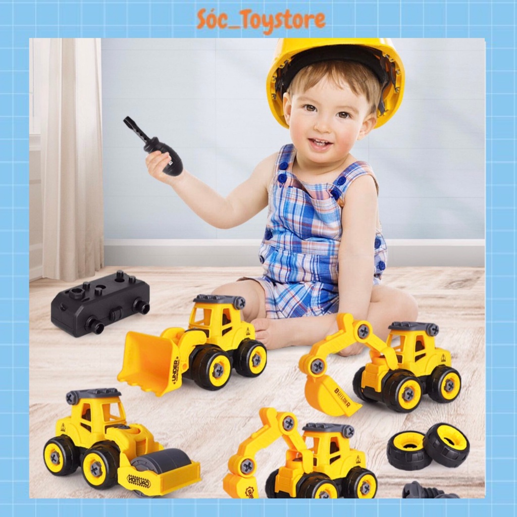 Đồ Chơi Ô Tô Lắp Ghép Xe Công Trường - Xe Đồ Chơi Mô Hình Công Trình Xây Dựng Cho Bé Sóc_toystore