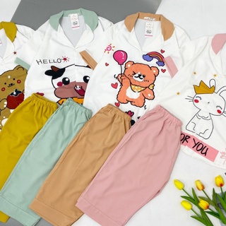 Đồ bộ pijama lụa mango lửng họa tiết động vật dễ thương