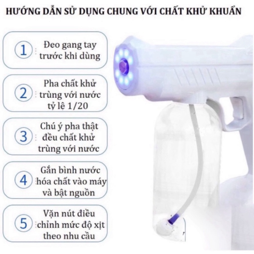 Súng Phun Khử Khuẩn - Súng Diệt Khuẩn Phun Khử Trùng NANO Tia UV Khử Khuẩn Trong Xe Hơi