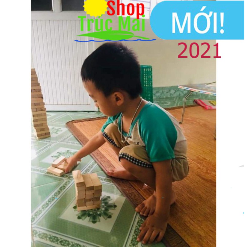 Bộ 54 thanh rút gỗ xếp hình đồ chơi Domino Montessori lắp ráp