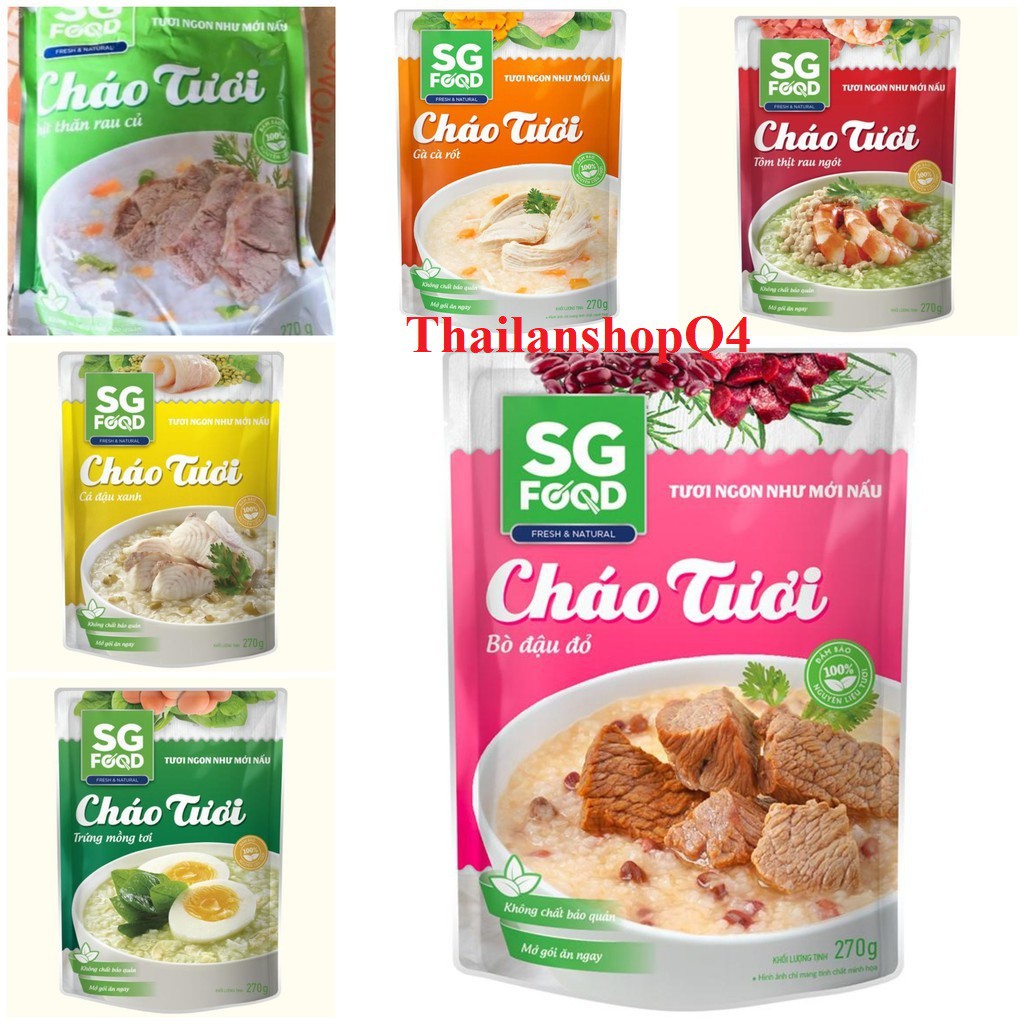 (HCM) COMBO 6 GÓI CHÁO 6 VỊ 270G SG FOOD./..