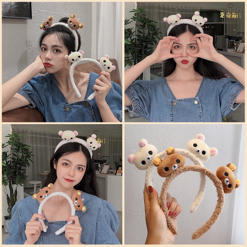 Băng đô cài tóc hình gấu hoạt hình phong cách Hàn Quốc cho nữ