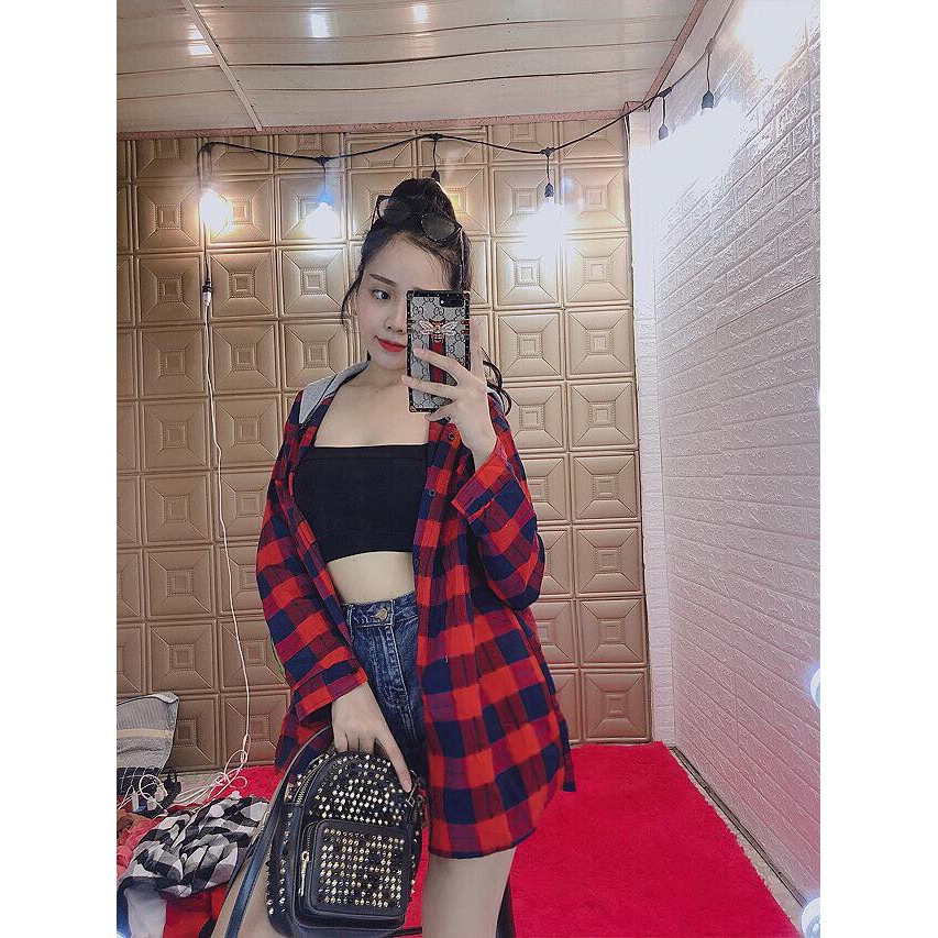 💖ÁO KHOÁC SƠ MI CARO NÓN FORM DÀI💖