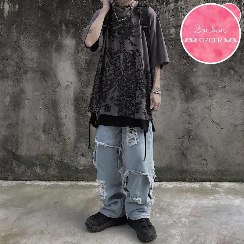 Áo Thun Form Rộng Tay Lỡ Hình Xương -
