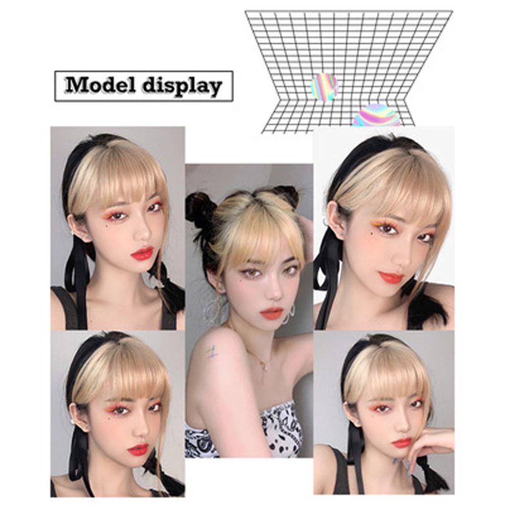 Mái Hiên Hình Cô Gái 3D Màu Ombre Đen|Kẹp Tóc Mái Giả Phong Cách