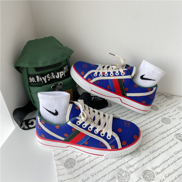 Fashionable Ulzzang Luxury Print Lace Up Flat Canvas Sneaker Shoes for Women