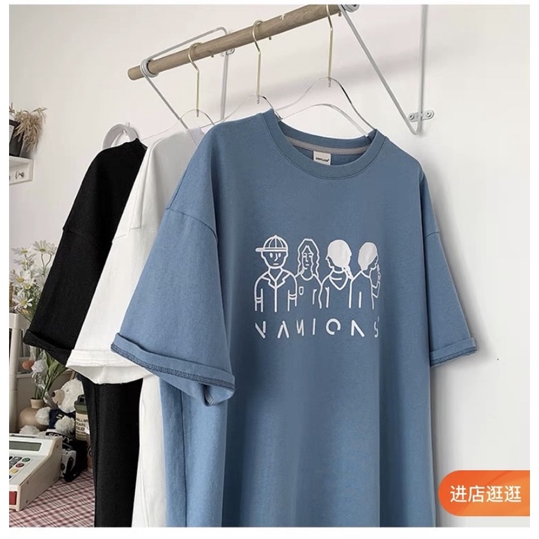 Áo thun tay lỡ nam nữ, áo phông shop cossi form rộng chất cotton in hình 4 người