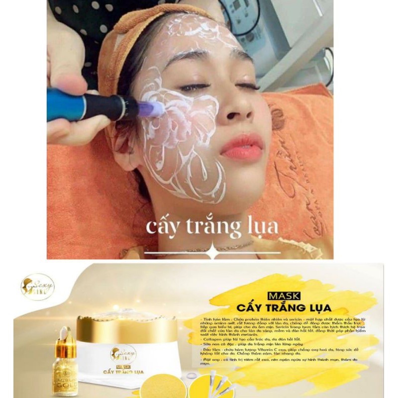 Cấy Trắng Lụa,cấy nano bộ gồm 1 hũ kem cấy và 1 lọ serum
