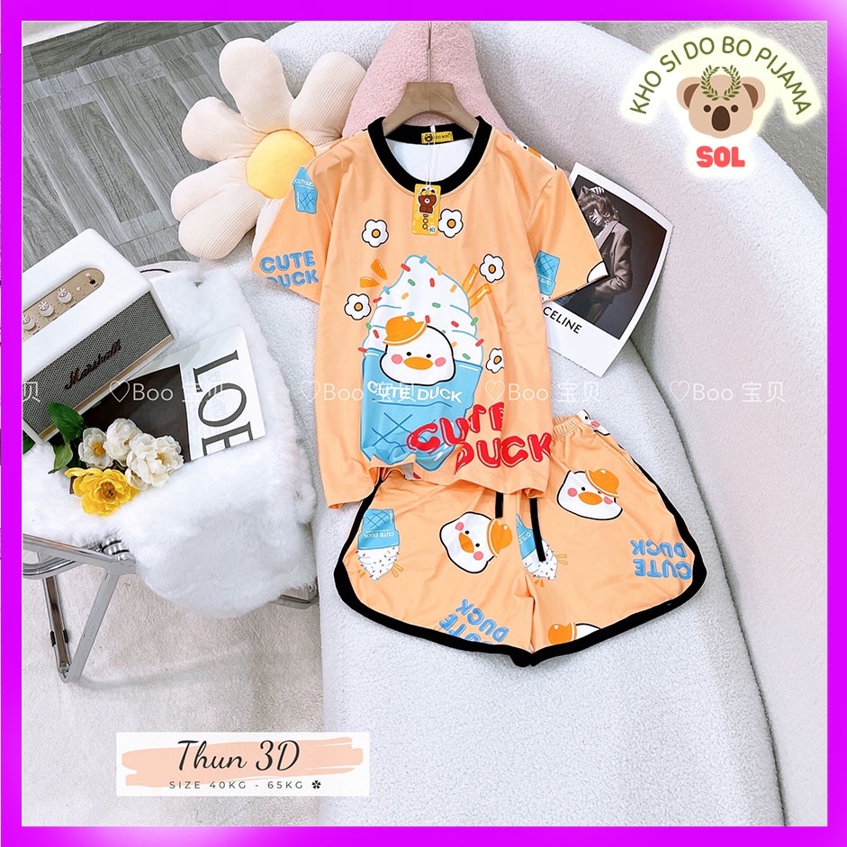 Bộ Ngủ Pijama Thun Lạnh 3D Cao Cấp Tay Ngắn Quần Đùi Họa Tiết Hoạt Hình Dễ Thương P2