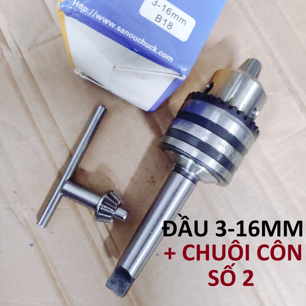 Bộ đầu kẹp mũi khoan 3-16mm + chuôi côn MT2
