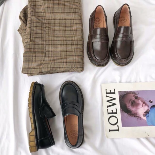 [Sẵn Đen 35] Giày Loafer Vintage mẫu mới 2020( Có ảnh thật )