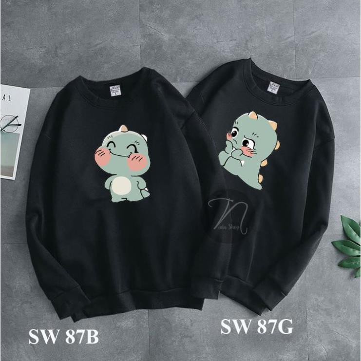 🔥Áo sweater Đôi Đẹp🔥Mẫu Áo dài tay in hình khủng long ngộ nghĩnh siêu cute - Giá 1 áo / uy tín chất lượng