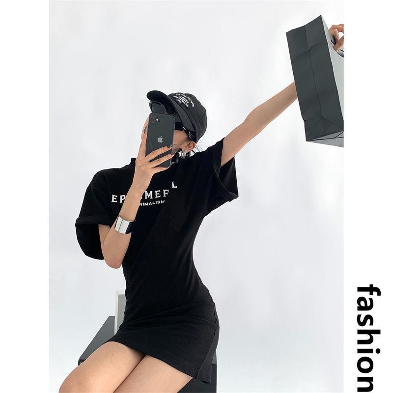 [100% Cotton Tinh Khiết] Đầm Thun Lửng Phong Cách Đường Phố Mùa Hè 2022 Chất Lượng Cao