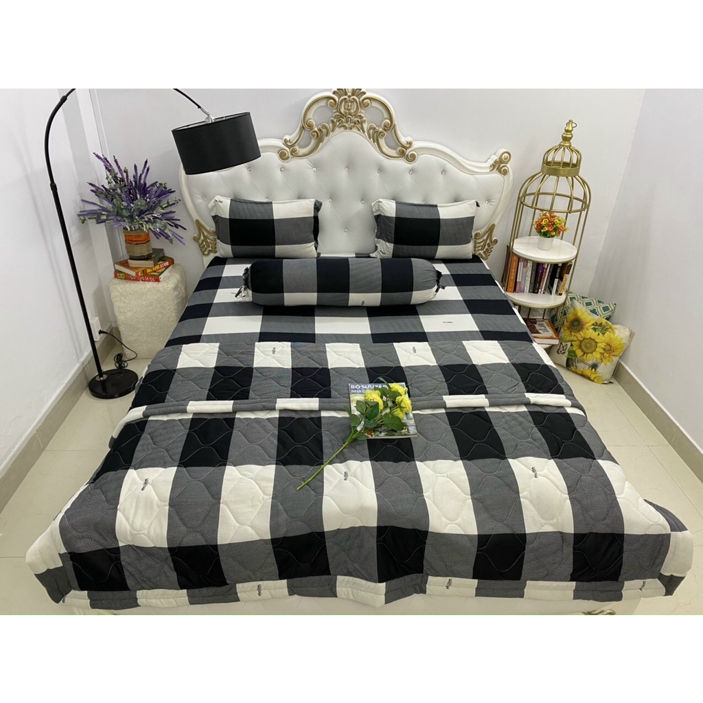 (GIẢM 5%) COMBO 4 MÓN BỘ GA NIỆM CHẤT LIỆU THUN LẠNH HÀN QUỐC