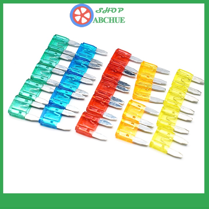 Gói 10 cầu chì chân nhỏ dành cho ô tô các loại 5A, 10A, 15A, 20A, 25A, 30A