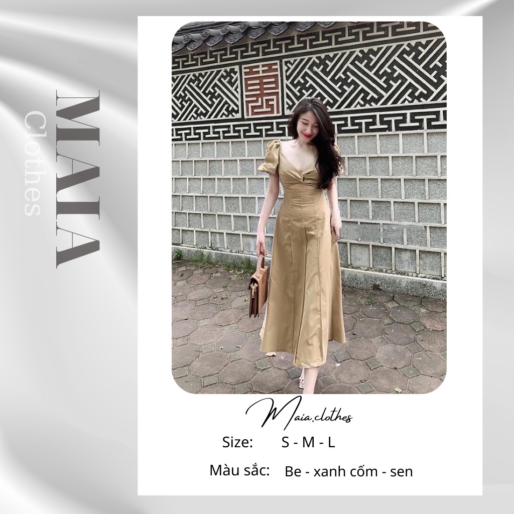 Đầm váy nữ xoắn ngực tay bồng hot hit vayxoannguclidoctaybong1402 Maia.clothes