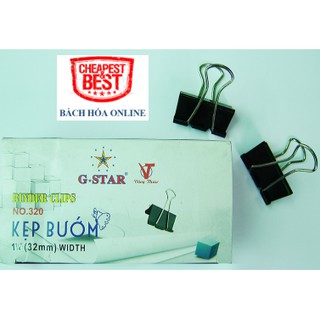 Kẹp sắt đen, kẹp tài liệu, kẹp bướm cỡ nhỏ 15mm-19mm - Lốc 12H nhỏ