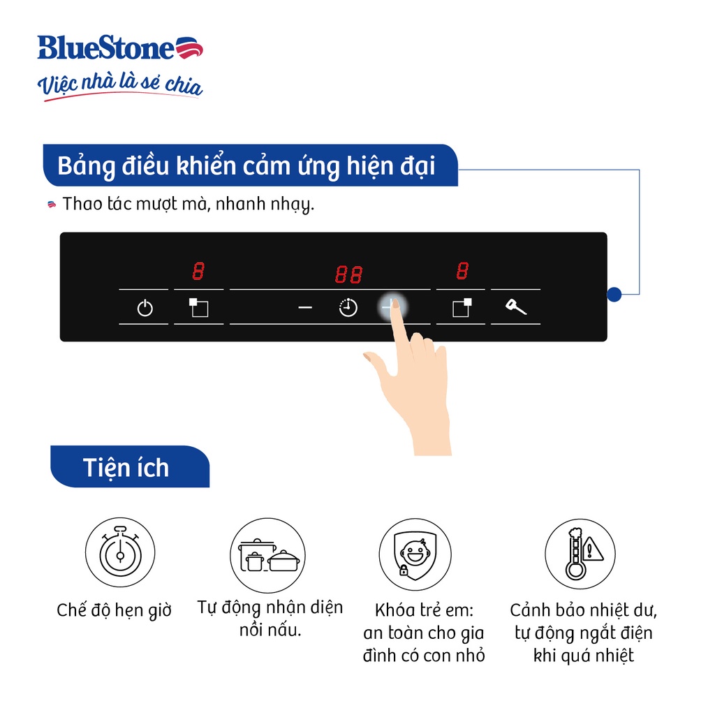 [Mã ELRE2TR giảm 8% đơn 500K] Bếp Từ Đôi 4000W Bluestone ICB-6818