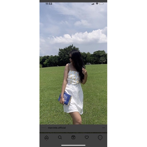 Đầm 2 dây phối hoa